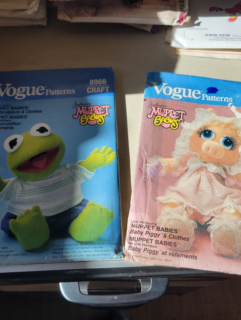 Vogue Muppet Babies Kermit (Green) & Baby Piggy (Pink) Pattern Covers